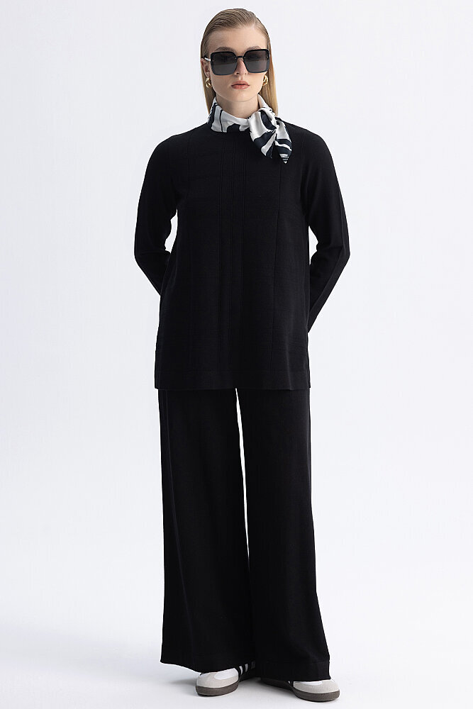 Miss Dalida Ekose Desenli Triko Tunik BLACK - 2