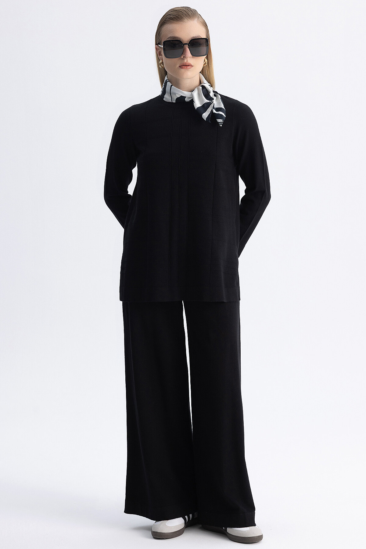 Miss Dalida Ekose Desenli Triko Tunik BLACK - 2