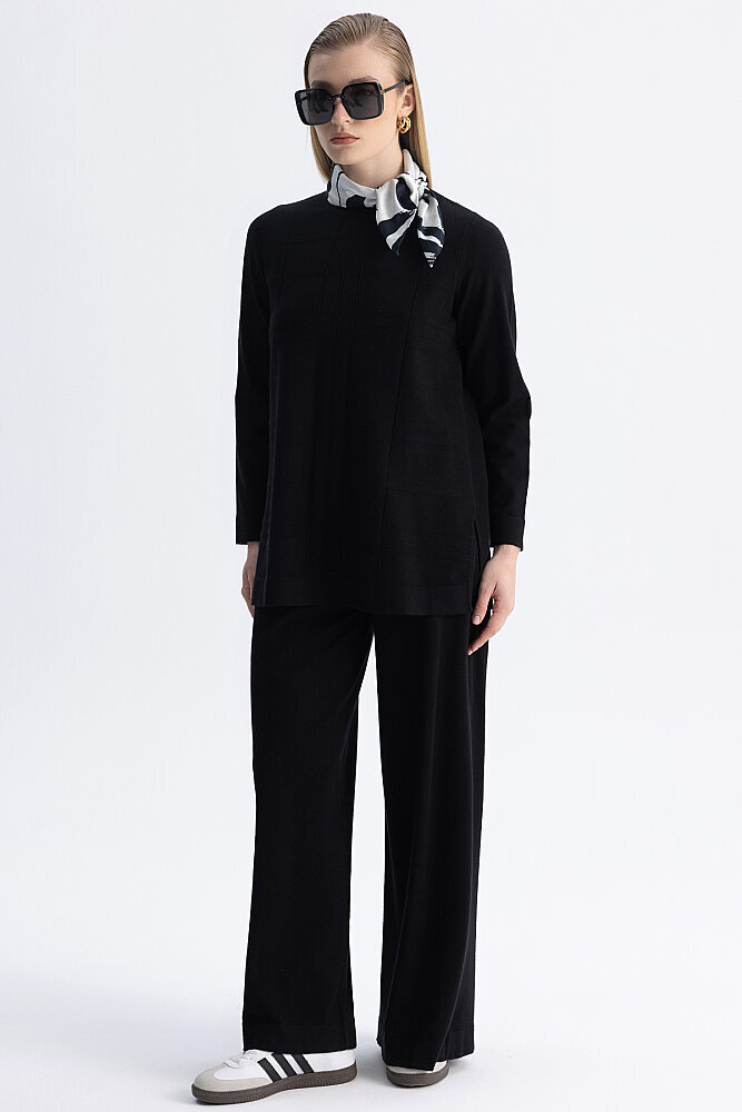 Miss Dalida Ekose Desenli Triko Tunik BLACK - 3