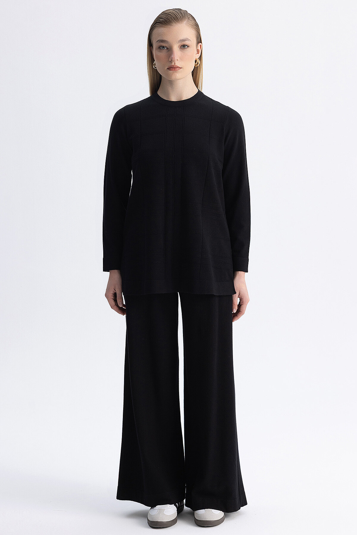 Miss Dalida Ekose Desenli Triko Tunik BLACK - 5