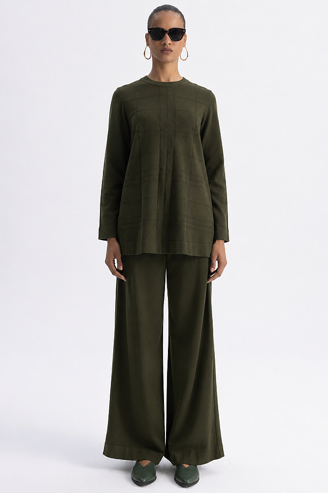 Miss Dalida Ekose Desenli Triko Tunik KHAKİ