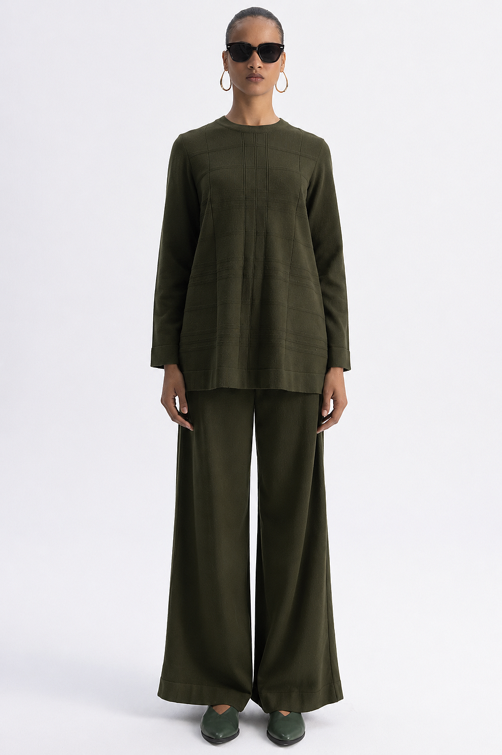 Miss Dalida Ekose Desenli Triko Tunik KHAKİ - 1