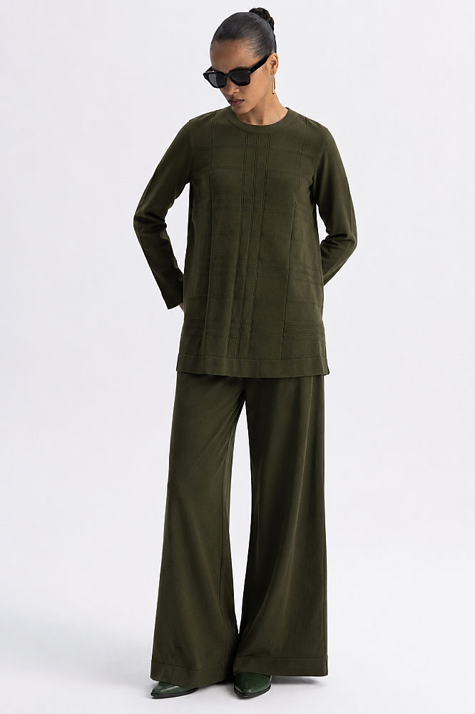 Miss Dalida Ekose Desenli Triko Tunik KHAKİ - 2