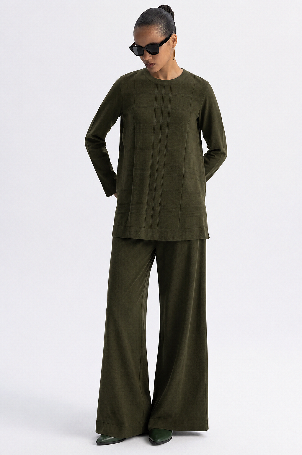 Miss Dalida Ekose Desenli Triko Tunik KHAKİ - 2