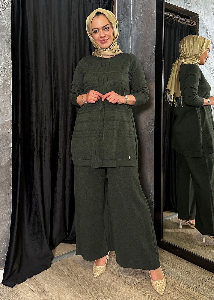 Miss Dalida Ekose Desenli Triko Tunik KHAKİ - 2