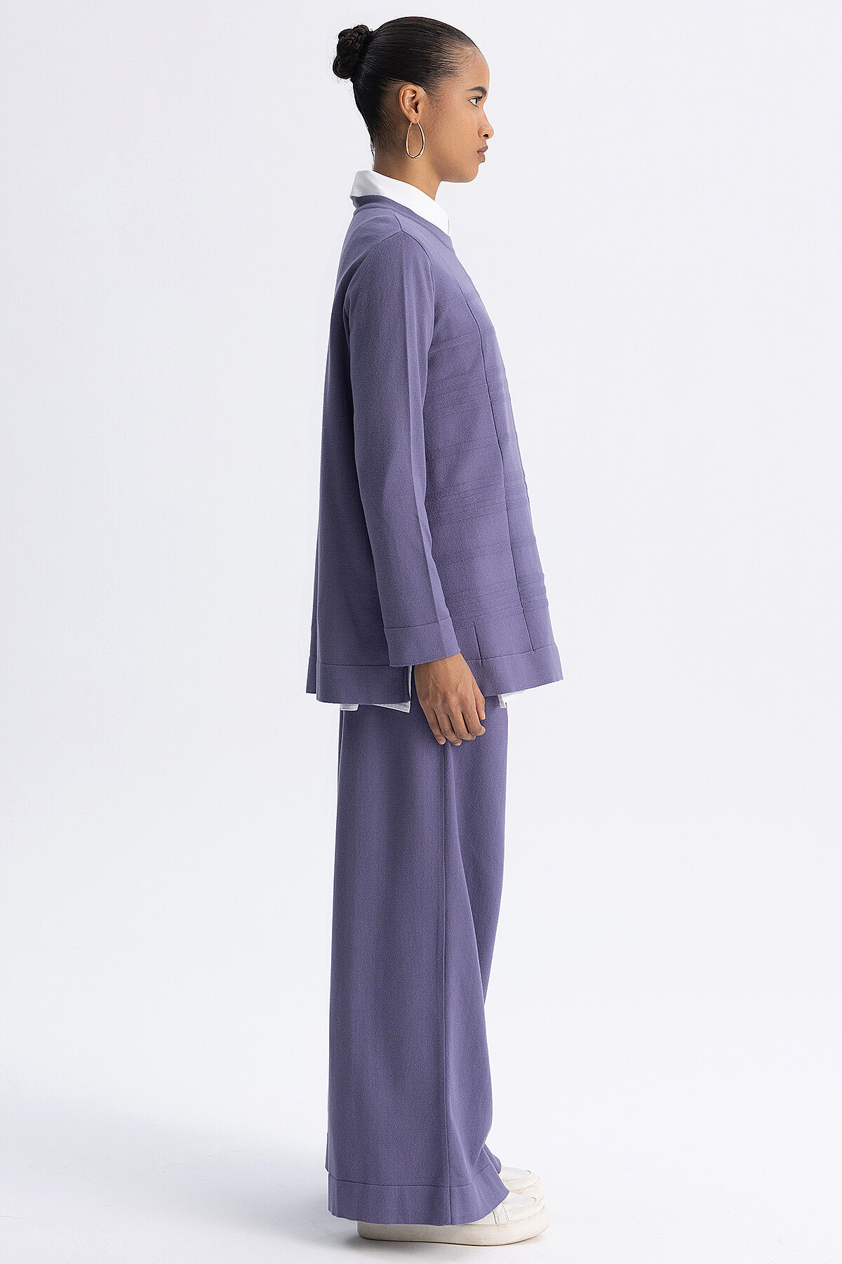 Miss Dalida Ekose Desenli Triko Tunik LİLA - 4