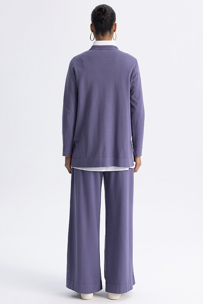 Miss Dalida Ekose Desenli Triko Tunik LİLA - 5