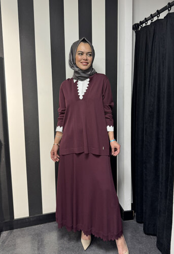 Miss Dalida Etek Ucu Dilimli Triko Etek BORDO - 6