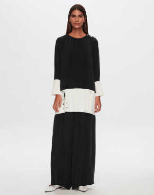 Miss Dalida Etek Ucu Düğme Detaylı Cupro Tunik BLACK - 1