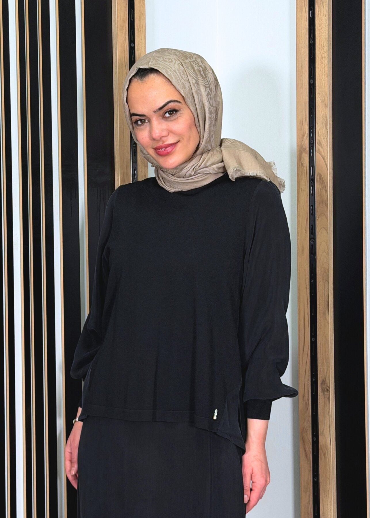 Miss Dalida Evaze Kesim Bileği Lastikli Tunik BLACK - 1