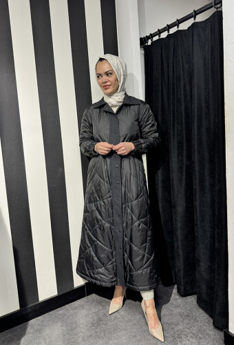 Miss Dalida Fermuarlı Uzun Mont BLACK - MİSS DALİDA