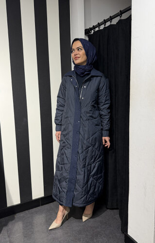 Miss Dalida Fermuarlı Uzun Mont İNDİGO - 3