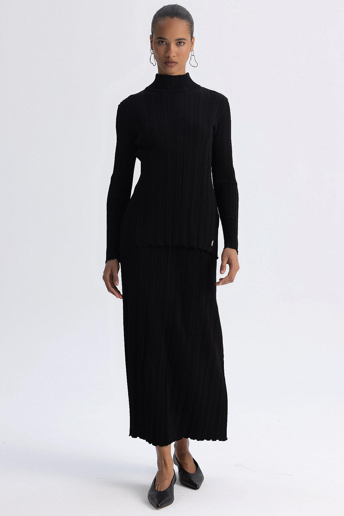 Miss Dalida Fitilli Triko Uzun Etek BLACK - 1