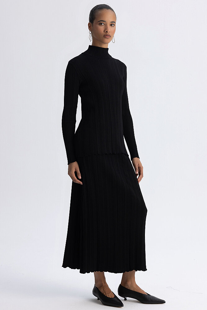 Miss Dalida Fitilli Triko Uzun Etek BLACK - 2