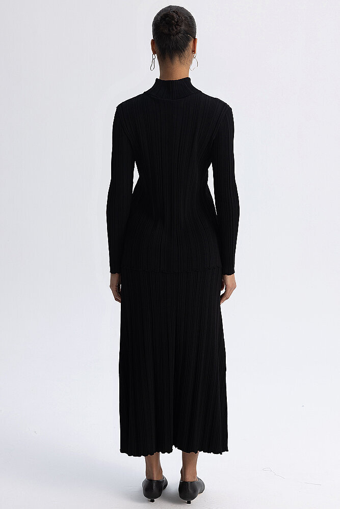 Miss Dalida Fitilli Triko Uzun Etek BLACK - 4