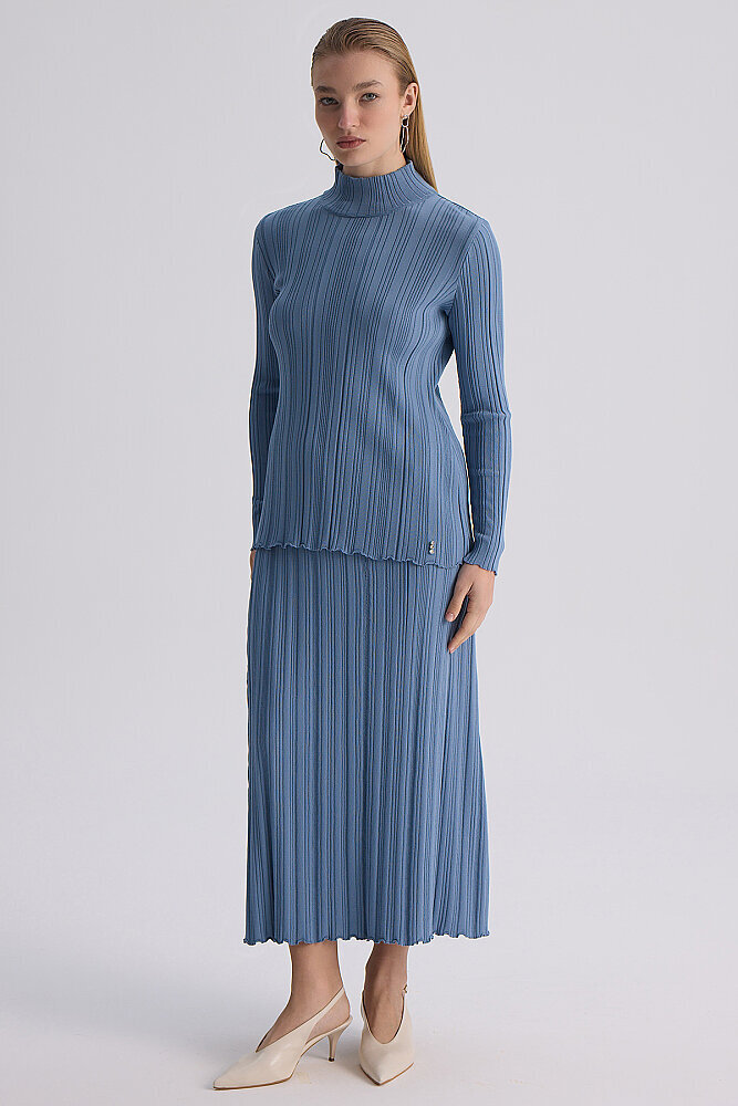 Miss Dalida Fitilli Triko Uzun Etek BLUE - 2