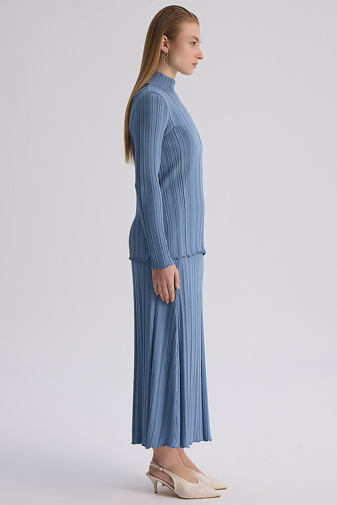 Miss Dalida Fitilli Triko Uzun Etek BLUE - 6