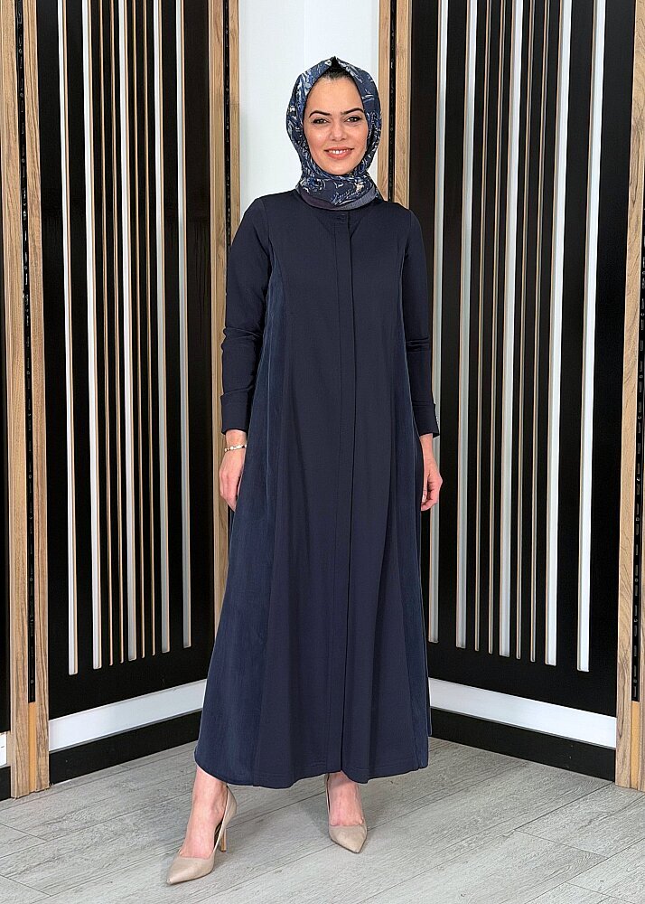 Miss Dalida Gizli Patlı Düz Renk Triko Kap Dark Navy - 2