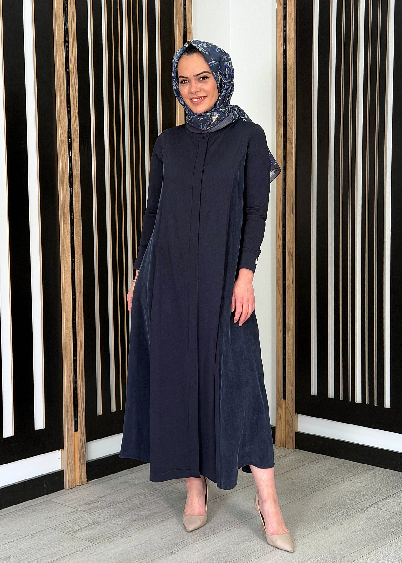 Miss Dalida Gizli Patlı Düz Renk Triko Kap Dark Navy - 3