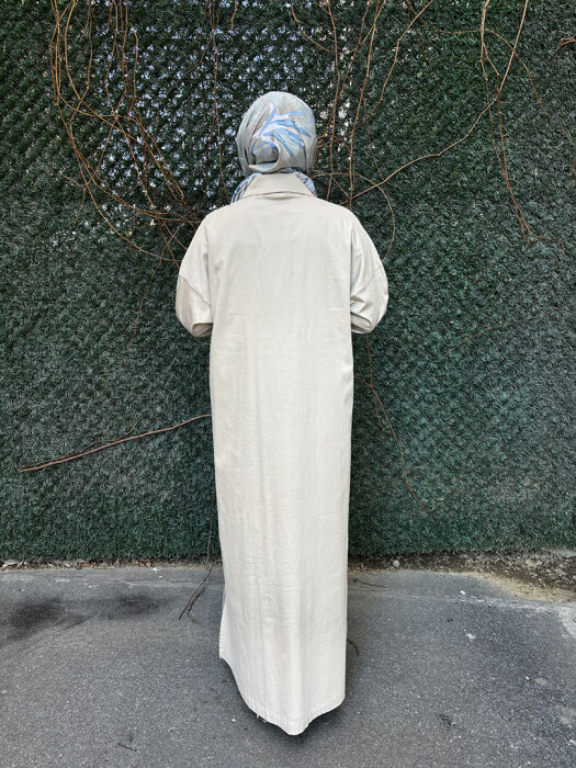 Miss Dalida Gold Düğmleli Uzun Poplin Elbise CAMEL - 5