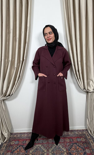 Miss Dalida Gömlek Yaka Cepli Triko Hırka BORDO - 1