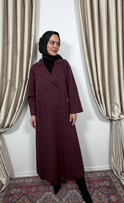 Miss Dalida Gömlek Yaka Cepli Triko Hırka BORDO - 2