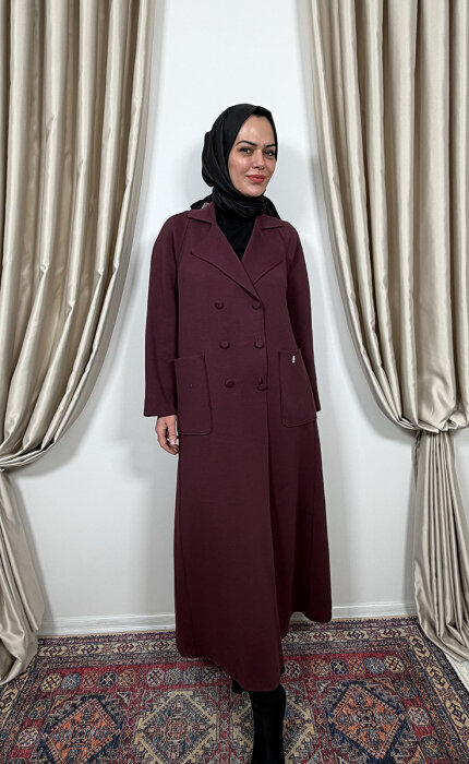 Miss Dalida Gömlek Yaka Cepli Triko Hırka BORDO - 5