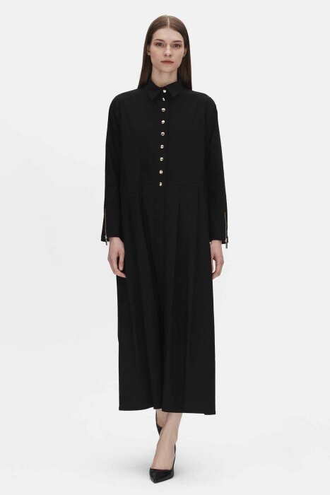 Miss Dalida Gömlek Yaka Düğmeli Kap BLACK - 1