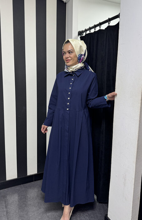 Miss Dalida Gömlek Yaka Düğmeli Kap İNDİGO - 1
