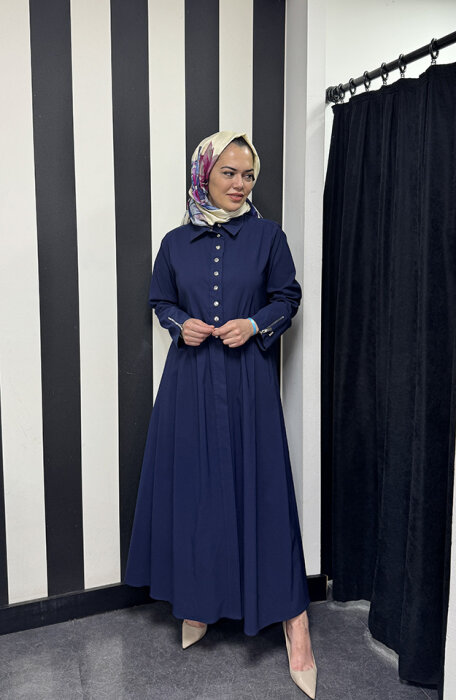 Miss Dalida Gömlek Yaka Düğmeli Kap İNDİGO - 2