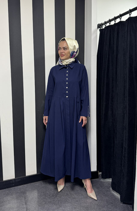 Miss Dalida Gömlek Yaka Düğmeli Kap İNDİGO - 3