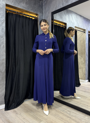 Miss Dalida Gömlek Yaka Triko Elbise Navy Blue - 1