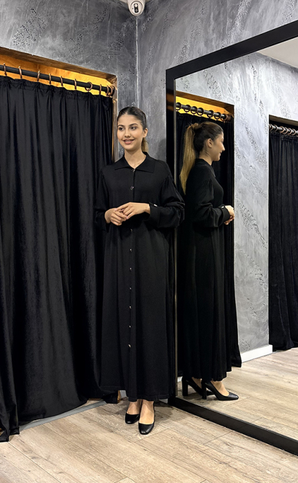 Miss Dalida Gömlek Yaka Uzun Triko Hırka BLACK - 4