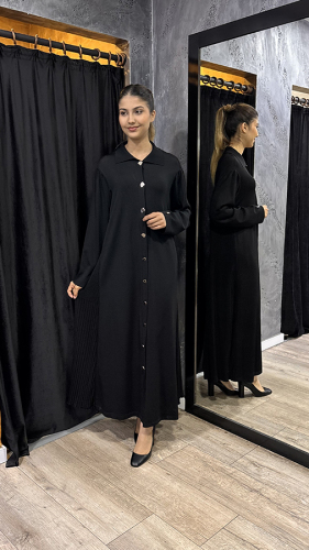 Miss Dalida Gömlek Yaka Uzun Triko Hırka BLACK - 2