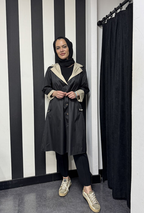 Miss Dalida Hafif Yumoş Mont BLACK - 2