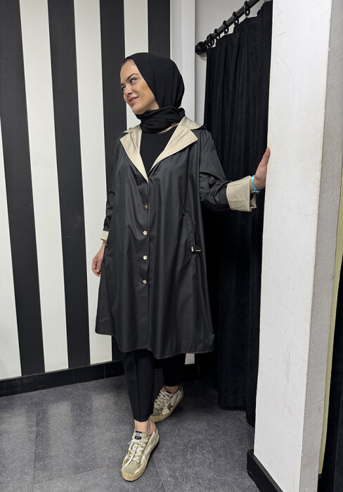 Miss Dalida Hafif Yumoş Mont BLACK - 3