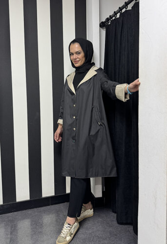 Miss Dalida Hafif Yumoş Mont BLACK - 4