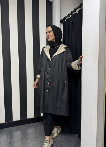 Miss Dalida Hafif Yumoş Mont BLACK - 5
