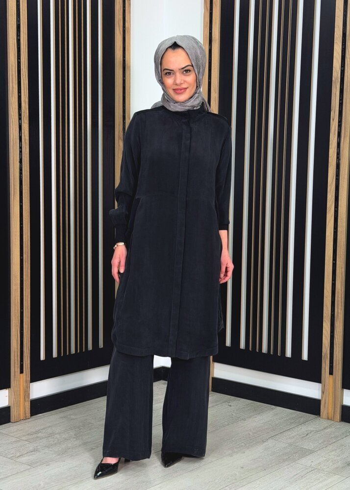 Miss Dalida Hakim Yaka Cepli Cupro Kap BLACK - 2