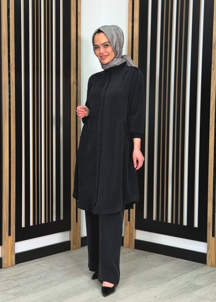 Miss Dalida Hakim Yaka Cepli Cupro Kap BLACK - 3