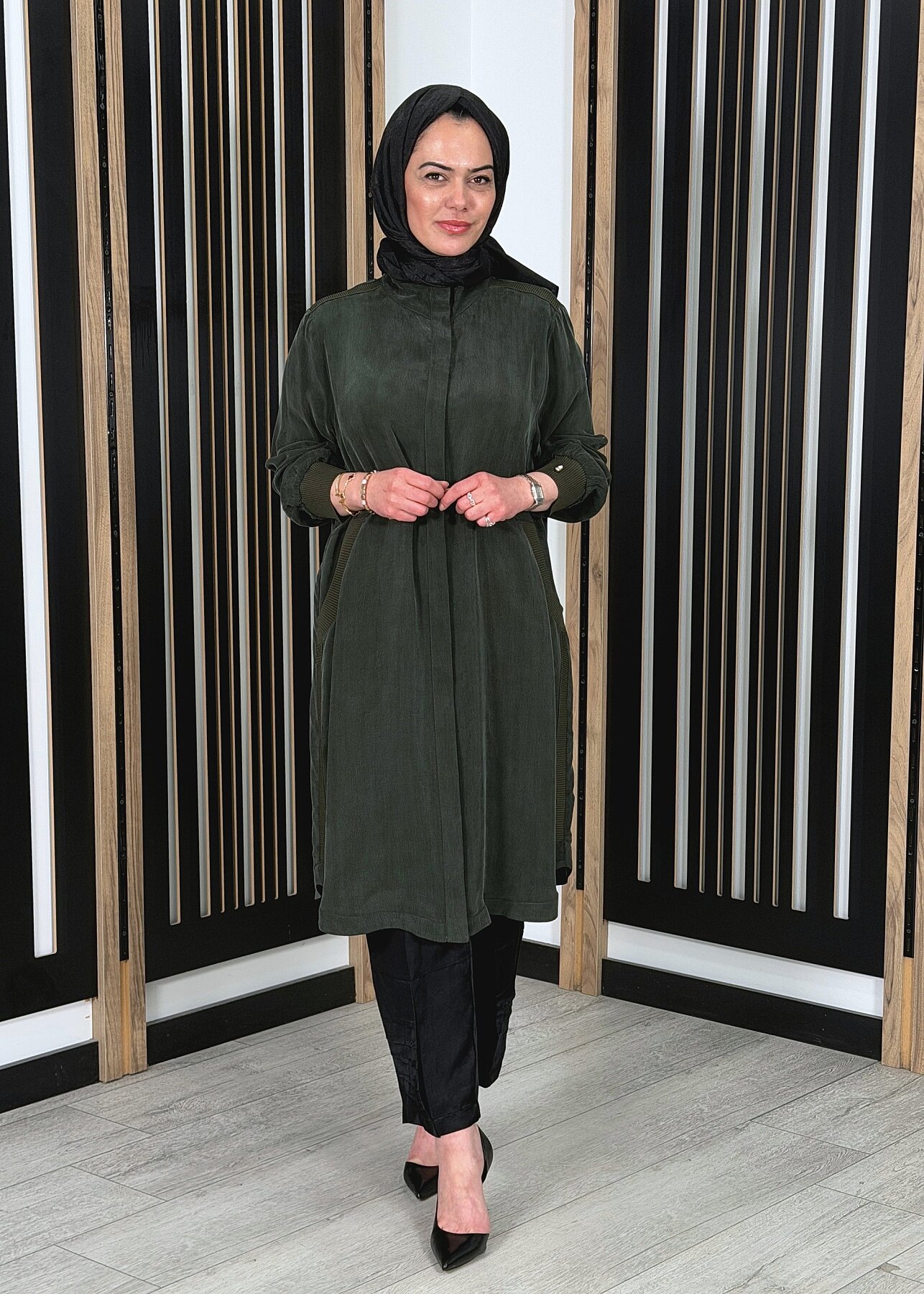 Miss Dalida Hakim Yaka Cepli Cupro Kap KHAKİ - 2