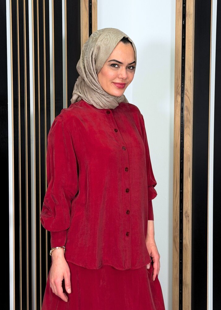 Miss Dalida Hakim Yaka Cupro Tunik Cherry (1)