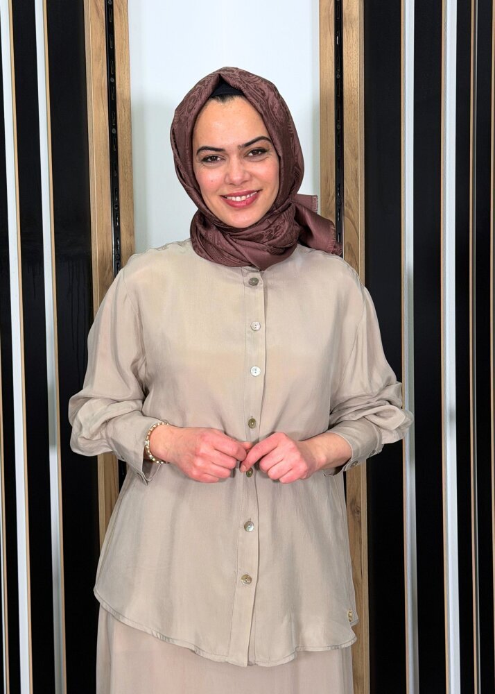 Miss Dalida Hakim Yaka Cupro Tunik Stone (1)