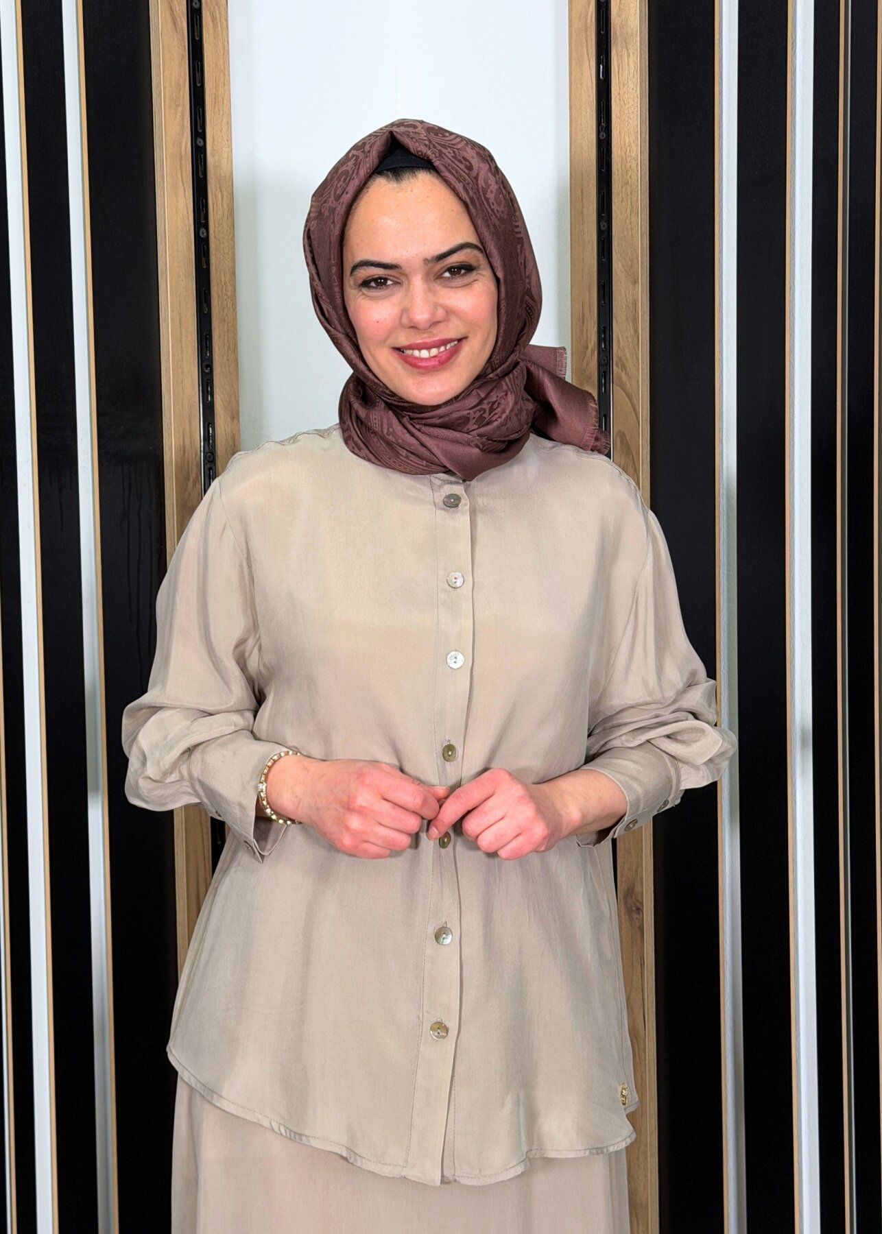 Miss Dalida Hakim Yaka Cupro Tunik Stone - 2