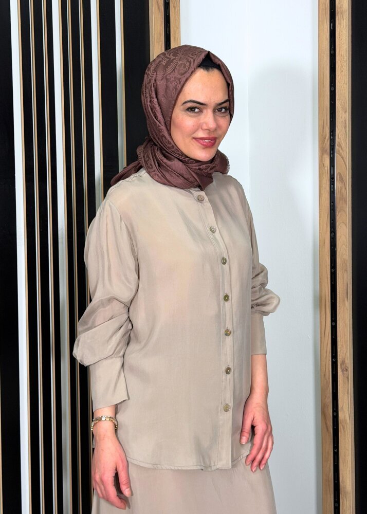 Miss Dalida Hakim Yaka Cupro Tunik Stone - 3