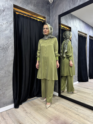 Miss Dalida Hakim Yaka Kupro Gömlek olive - 2