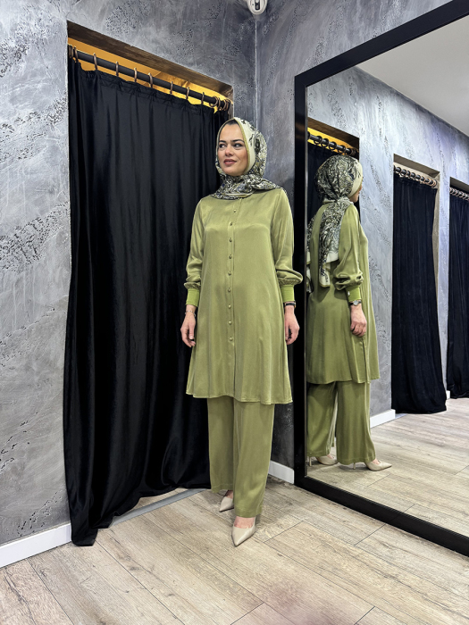 Miss Dalida Hakim Yaka Kupro Gömlek olive - 2