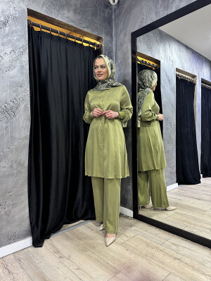 Miss Dalida Hakim Yaka Kupro Gömlek olive - 3