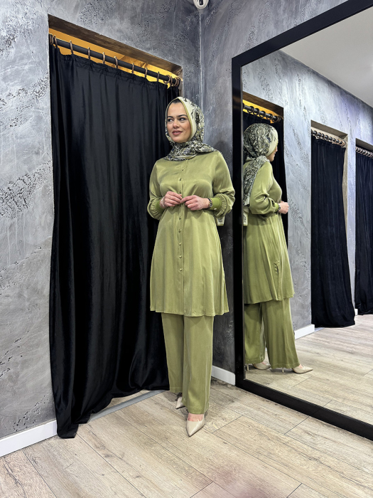Miss Dalida Hakim Yaka Kupro Gömlek olive - 3