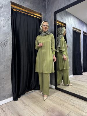 Miss Dalida Hakim Yaka Kupro Gömlek olive - 4